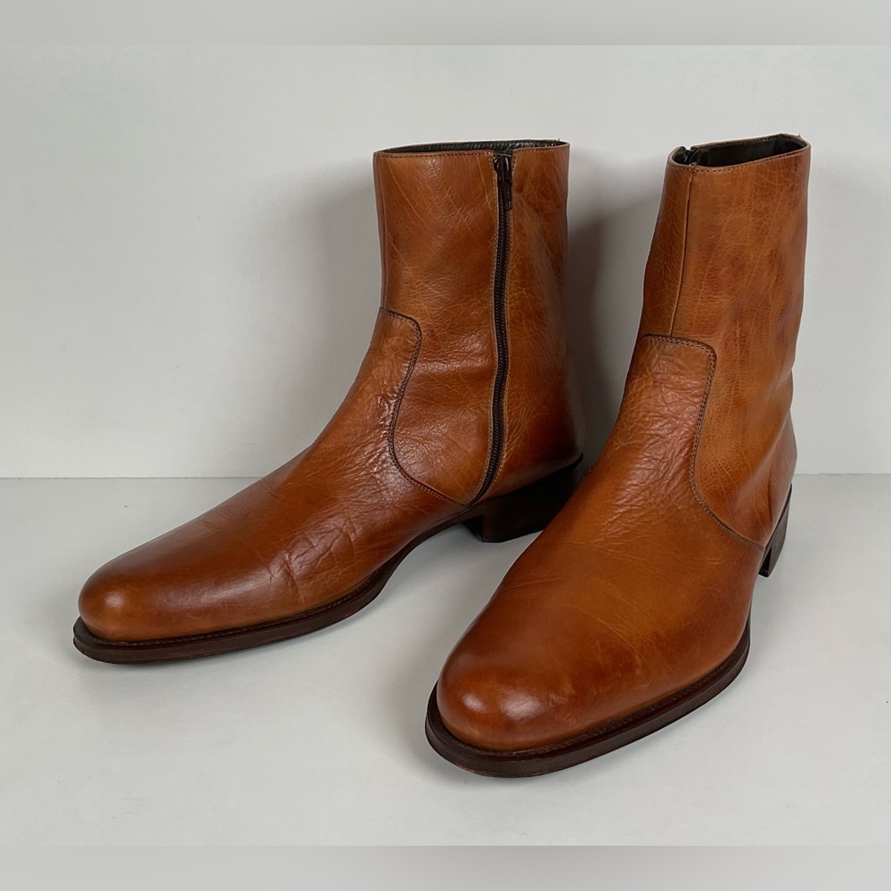 Magnanni Chelsea Zipper Boots | Golden Calfskin | 12 M